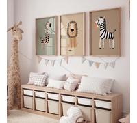 3 pièces Safari pépinière impressions murales Boho pépinière imprime affiche Jungle animaux pépinière Art Animal pépinière décor animaux imprime cadeau CJ56890-3pcs
