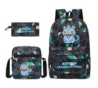 3 Pièces Saja boys Sac à dos Kpop Sacs d'école K-pop Sac à dos avec imprimés de personnages de films d'animation imperméable et portable pour garçons, filles et fans A11