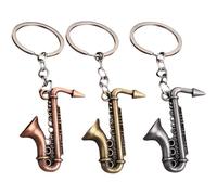 3 Pièces Saxophone Instrument De Musique Porte-clés pour Hommes Femmes Porte-clés Rétro Instrument De Musique en Métal Porte-clés Pendentif