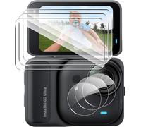 3 Pieces Screen Protector for Insta360 GO Ultra,Tempered Glass 3 Pieces + Rear Camera Protector 3 Pieces,9H Hardness,Bubble-Free,Ultra Transparent,Anti-Scratch