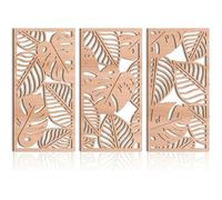 3 Pièces Sculpture Murale en Bois Naturel Décor Mural Tropical Feuille de Monstera Style Boho Chic Art F OBJET DE DECORATION MURALE