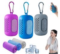 3 Pièces Serviette Rafraichissante,Serviettes Rafraîchissantes en Microfibre pour Sport avec Sac Silicone Portable,Cooling Towel pour Sport, Fitness, Voyage (Violet/Gris/Bleu)