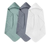 3 Pièces Serviettes de Bain Bébé à Capuche, Super Absorbantes, Sortie de Bain Bébé 80x80 cm, Cadeau Naissance, pour le Bain de 0 à 2 Ans