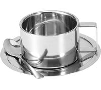 3 pièces/set 304 acier inoxydable tasse à café double paroi tasse à café cuillère soucoupe set cuisine fournit