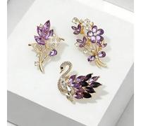 3 pièces/Set Broche en cristal élégante et à la mode, avec des designs floraux et de cygne luxueux, convient pour le port quotidien et les occasions de fête, choix de cadeau parfait pour les fêtes Tai