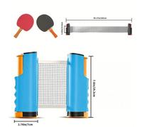 3 pièces/set Cadre de filet de tennis de table portable épaissi, filet de tennis de table, toile de filet, filet rétractable pour une utilisation intérieure/extérieure Dodge Blue + 1 paire de raquette