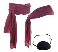 3 pièces Set d'accessoires de Pirate, Set d'accessoires de Costume de Pirate, Ceinture Ceinture de Pirate, Bandeau, Masque pour Les Yeux, pour Les fêtes sur Le thème des Pirates (Rouge, Noir)