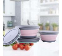 3 pièces Set de bols pliables en silicone avec couvercles, vaisselle de camping portable, vaisselle de pique-nique extérieure, bol à salade et légumes, fournitures scolaires, cadeau de Noël 3 pièce/en