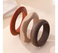3 pièces Set de bracelets style Ins en grain de bois, bracelets empilables aux tons naturels, accessoires à l'esprit artistique, convient pour les voyages, la photographie, les déplacements, le style 