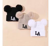 3 pièces Set de mode avec broderie Los Angeles, parfait pour les bébés, les filles et les garçons. La casquette tricotée est mignonne avec la broderie de la lettre LA et peut être lavée à la main. C'e
