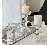 3 pièces Set de porte-bougies en verre de style colonne romaine européenne, porte-bougie aromathérapie DIY, accessoire photo simple, convient pour les mariages, la Saint-Valentin, les anniversaires, l