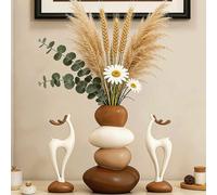 3 pièces Set de vases en pierre de résine, les vases ne peuvent pas contenir d'eau, uniquement pour les fleurs artificielles décoratives, formes de cerf chanceux et de renne de Noël, convient pour le 