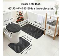 3 pièces/set Ensemble de tapis de salle de bain : 1 pièce tapis antidérapant absorbant, 1 pièce tapis de porte de salle de bain, 1 pièce tapis de sol de baignoire, 1 pièce tapis non glissant pour cham