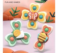 3 pièces/set Jouets de bain pour bébés avec insectes, style animal de dessin animé hochets rotateurs, matériel en ABS, design de moulin à vent rotatif pour baignoire murale, jouet éducatif précoce pou
