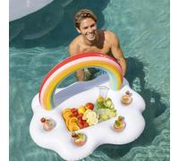 3 pièces/Set Porte-gobelet gonflable, Porte-boisson gonflable en forme de nuage arc-en-ciel, Plateau flottant pour boissons, Assiette, Tapis pour gobelet de soda, Parfait pour fête de piscine, Plateau