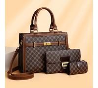 3 pièces/set Sac à main, sac à bandoulière et sac bandoulière en PU à carreaux, élégance polyvalente à la mode pour les femmes d'âge moyen, grande capacité, convient aux sorties quotidiennes Motif mon