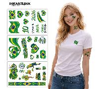 3 pièces/set Série de drapeau du Brésil Autocollants de tatouage décoratifs temporaires et imperméables, durée de 2 à 5 jours, décalcomanies de tatouage par transfert d'eau convenant aux hommes et aux