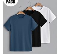 3 pièces/Set T-shirt à manches courtes col rond imprimé décontracté pour garçons, vêtements d'été pour étudiants et jeunes - Plusieurs couleurs disponibles. Portez nos t-shirts confortables et pour en