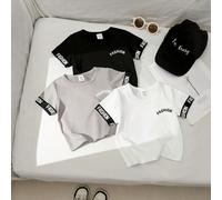 3 pièces/set T-shirt à manches courtes col rond pour bébé garçon avec imprimé "CHALLENGE", style de rue décontracté pour l'été 6-9M,9-12M,12-18M,18-24M,2-3YGéométrique,Lettres,UnicolorePolyester