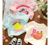 3 pièces/set T-shirts de la série de fruits dopamine rétro mignons et à la mode. T-shirts à manches courtes, col rond, minimalistes, décontractés, convenant à toutes les saisons pour un port quotidien