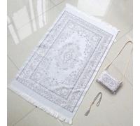 3 pièces Set Tapis de prière de style moyen-oriental, tapis de prière imprimé avec sac et perles, léger, portable, confortable et antidérapant vert,jaune,bleu,rose,grisPolyester
