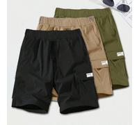 3 pièces Short décontracté ample en filet pour ado garçon, style casual et basique, polyvalent, couleurs unies, pour le sport et le travail. Ensemble multimorceau, achetez-en un et recevez-en deux gra