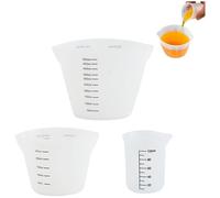 3 Pièces Silicone Mesure Tasses Kit,Tasse à Mesurer en Silicone,100 ml/250 ml/500 ml Résine Époxy avec Graduation Transparente,pour Moules Coulée Résine époxy, Bricolage, Laboratoire, Cuisine