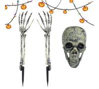 3 pièces Skull réaliste - Ensemble de tête squelette effrayante | Des accessoires d'Halloween effrayants, une décoration de maison hantée, une réplique d'os en plastique, un ornement d'afficha