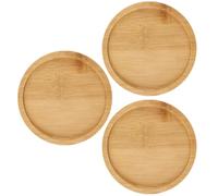 3 Pièces Soucoupe Ronde en Bois pour Pots de Fleurs, Couleur Khaki