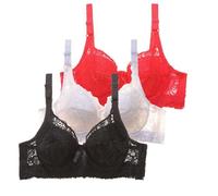 3 PièCes Soutien Gorge Avec Armature Femme Sexy BrassièRe Femme Dentelle Soutien-Gorge Grandes Tailles Couleur Unie Lingerie FrançAise Bralette A La Mode Classique De Base Casual Bra