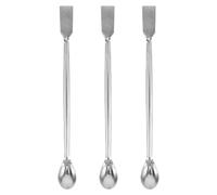 3 Pièces Spatule de Laboratoire Double Tête à Long Manche | Transfert D’échantillons, Raclage de Creuset, Surface Polie, Usage en Chimie, Argenté
