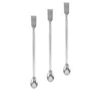 3 Pièces Spatule de Transfert D'échantillon Double Extrémité, Long | Laboratoires de Chimie et Préparation, Surface Polie, Nettoyage Facile, Usage Sûr en Milieu Chaud, Argenté