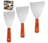 3 Pièces Spatule Triangulaire Professionnelle en Acier Inoxydable | Spatule Plancha Professionnelle, Spatule Inclinée Plancha, Lave-Vaisselle, avec Manche en Bois, pour Barbecue, Pizza, Steak