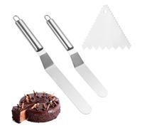 3 Pièces Spatules Coudées à Pâtisserie Spatule à Palette en Acier Inoxydable Avec 1 Grattoir Spatule Accessoire De Cuisson Pour La Décoration De Gâteaux