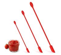 3 Pièces Spatules en Silicone Petite, Mini Spatule avec Cuillère, Rouge Grattoirs à Pâte, Spatule de Maquillage uble Extrémité pour la Cosmétique, Cuisson, la Décoration de Gâteaux