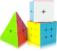 3 pièces Speed Cube Set,2x2,3x3,Pyramide,Professionnel, Lisse, Haute tolérance aux pannes,Convient aux Exercices de compétition,Cadeaux invités Anniversaire(Pas d'Autocollants)