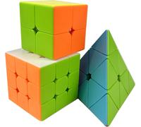 3 Pièces Speed Cube Set,2x2,3x3,Pyramide,Professionnel, Lisse, Haute Tolérance Aux Pannes,Convient Aux Exercices De Compétition,Cadeaux Invités Anniversaire(Pas D'autocollants)