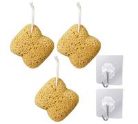 3 Pièces Sponge De Nettoyage Et 2 Morceaux Crochets, Accessoires De Bain, Outils De Nettoyage Du Corps, Éponge Exfoliante, Fournitures De Salle De Bain.