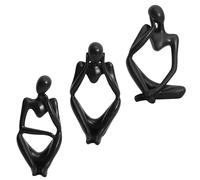 3 Pièces Statue de Figure Abstraite,Sculpture en Ornements Penseur,Statues Décoratives pour Décorer Un Appartement, Bureau, étagère, Table (Noir)
