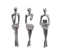 3 Pièces Statue de Penseur Décor Moderne Art Abstrait Figure Résine Décor de Collection Sculpture Bibliothèque Bureau à Domicile Salon Table Bureau, Argent