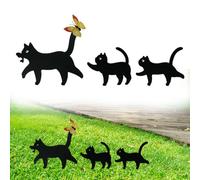 3 Pièces Statues De Chats De Jardin En Métal, Chat Decoratif Metal, Avec Papillon, Statues Silhouettes Noires, Pour Jardin, Pelouse, Décoration Extérieure. Cadeau Pour Les Amoureux Des Chats