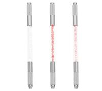 3 Pièces Stylo à Sourcils Double Embout en Alliage D'aluminium | Double Tête, Entrée Spéciale pour Lames, Usage Salon et Microblading, Cuivre et Plastique Couleur Aléatoire