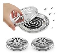 3 Pièces Support de Bobine Anti-Moustique, Porte Spirale Anti Moustique Exterieur, Acier Inoxydable Boîte à Spirales Anti-Moustiques, pour Maison, Jardin, Camping, Pêche