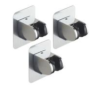 3 Pièces Support de Pommeau de Adhésif Réglable sans Perçage Abs | Base Argenté, Angle 7 Positions, Fixation Murale Forte, Usage Salle de Bain Maison ou Hôtel