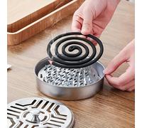 3 pièces Support de spirale anti-moustique en acier inoxydable, boîte à encens répulsif portable avec couvercle et poignée, design compact pour une utilisation intérieure et extérieure, plateau pour s