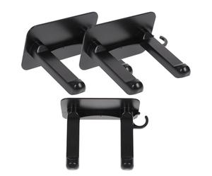 3 Pièces Support Mural Adhésif pour Sèche Cheveux, Noir | ABS, Installation sans Perçage, Crochet pour Capuchon, Rangement Latéral de Prise, Usage Mural