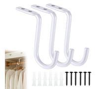 3 Pièces Support Tringle Penderie,Support Tringle Rideaux Plafond,Tringle Rideau Dressing,Support Tringle Rideaux,1 Pouce de Support Mural en Métal de Service Lourd de Bielle de Support（Blanc)