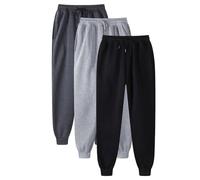 3 Pièces Survêtement Homme Set Jogging de Sport Activewear Taille Elastique Pantalon Sportwear en Coton Bas de Survêtement Confortable Joggers d'entraînement