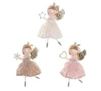 3 Pièces Suspensions pour Sapin de Noël en Tissu Pendentif Arbre Décoration de Noël Suspendu Ange en Dentelle Décor pour Fête de Vacances Elfes