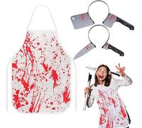 3 pièces Tablier Sanglant d'halloween,Horreur Tablier,Tablier de Sang Effrayant,Tablier Sanglant pour Fête Halloween,pour Fêtes Halloween, Zombie, Boucher, Cosplay, Déguisements